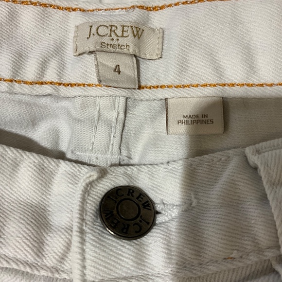 J.Crew Stretch Denim Roll Up Cuffed Jeans Cutoff Shorts White Size 4 - Picture 5 of 13
